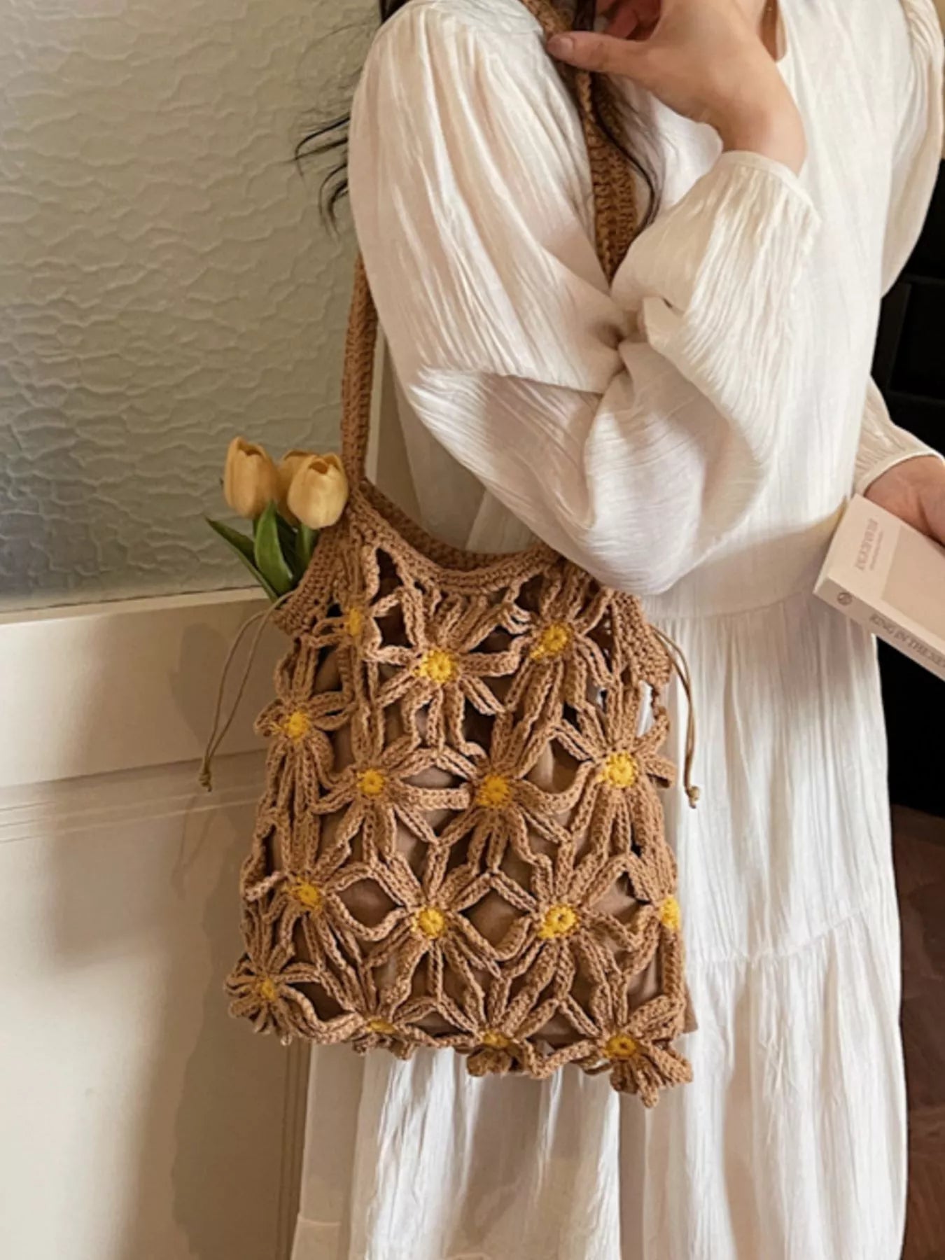 Crochet Daisy Shoulder Bag - Premium simple from Tooksie - Just $38.99! Shop now at Tooksie