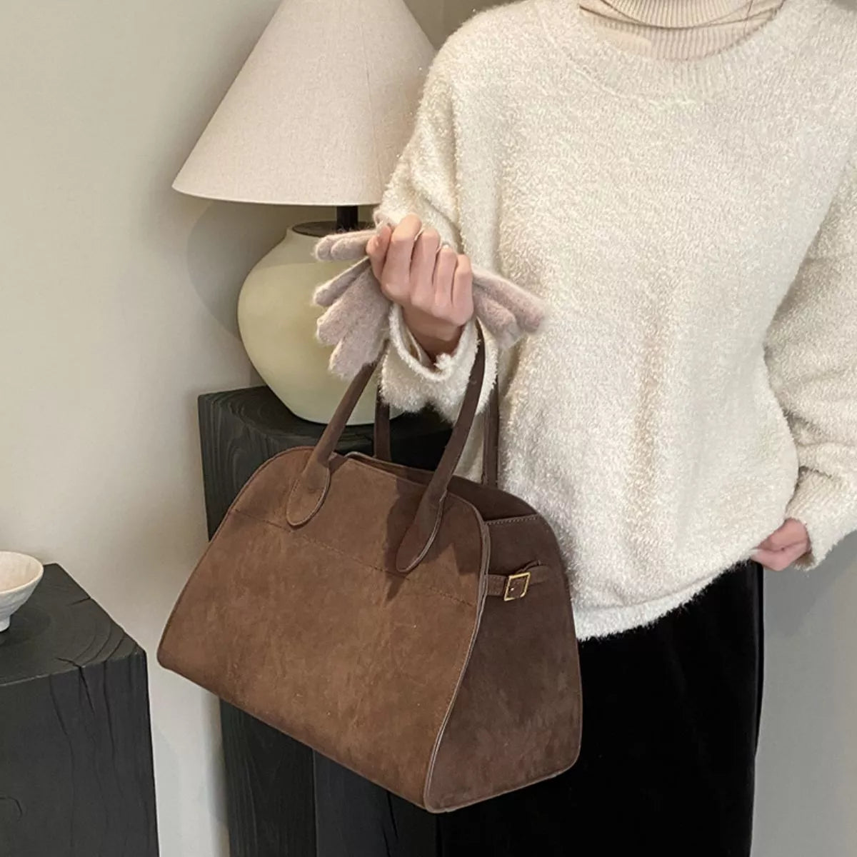 Suede Style Large Handbag - Premium variable from Tooksie - Just $51.99! Shop now at Tooksie