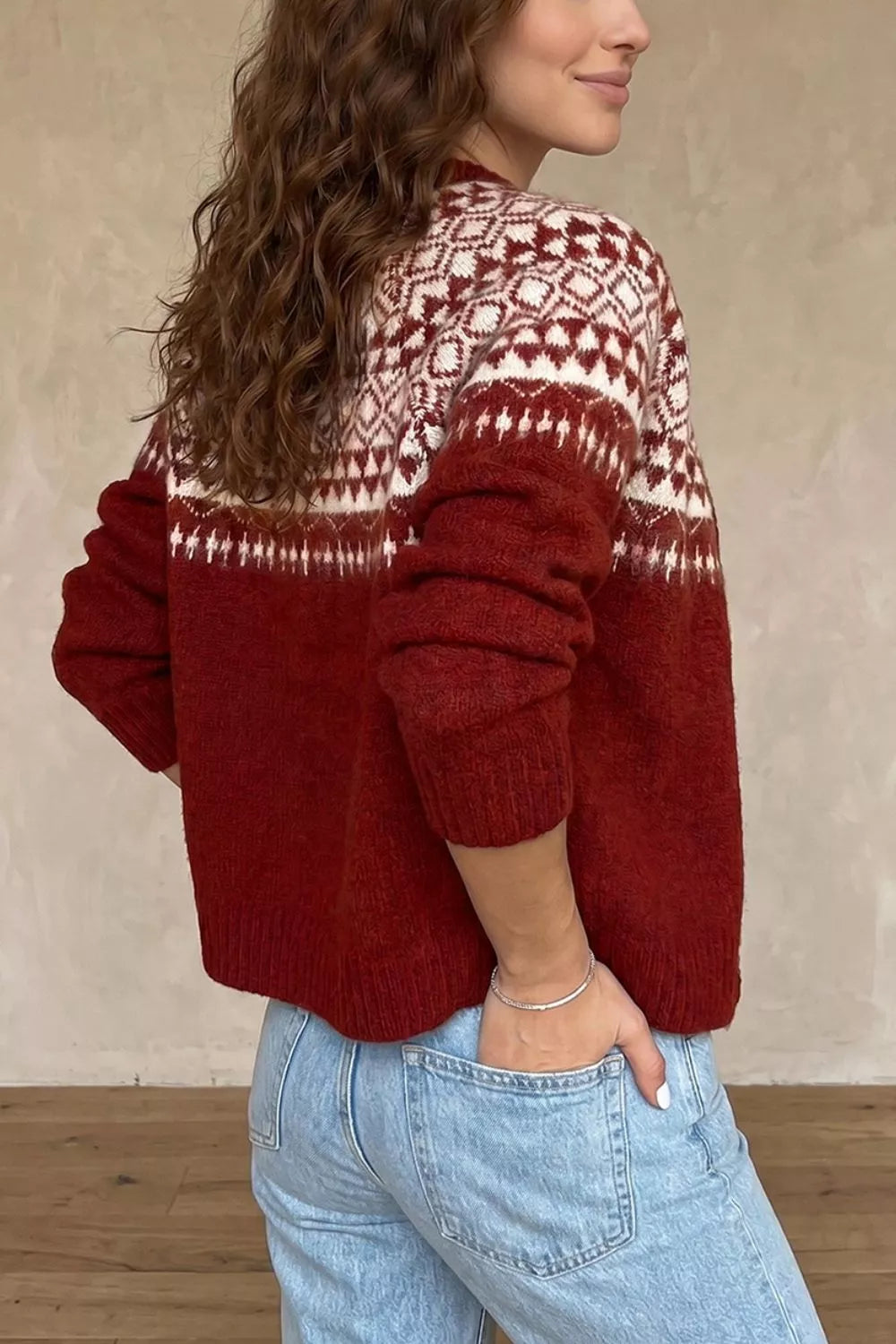 Fair Isle Button Front Cardigan - Premium variable from Tooksie - Just $61.99! Shop now at Tooksie
