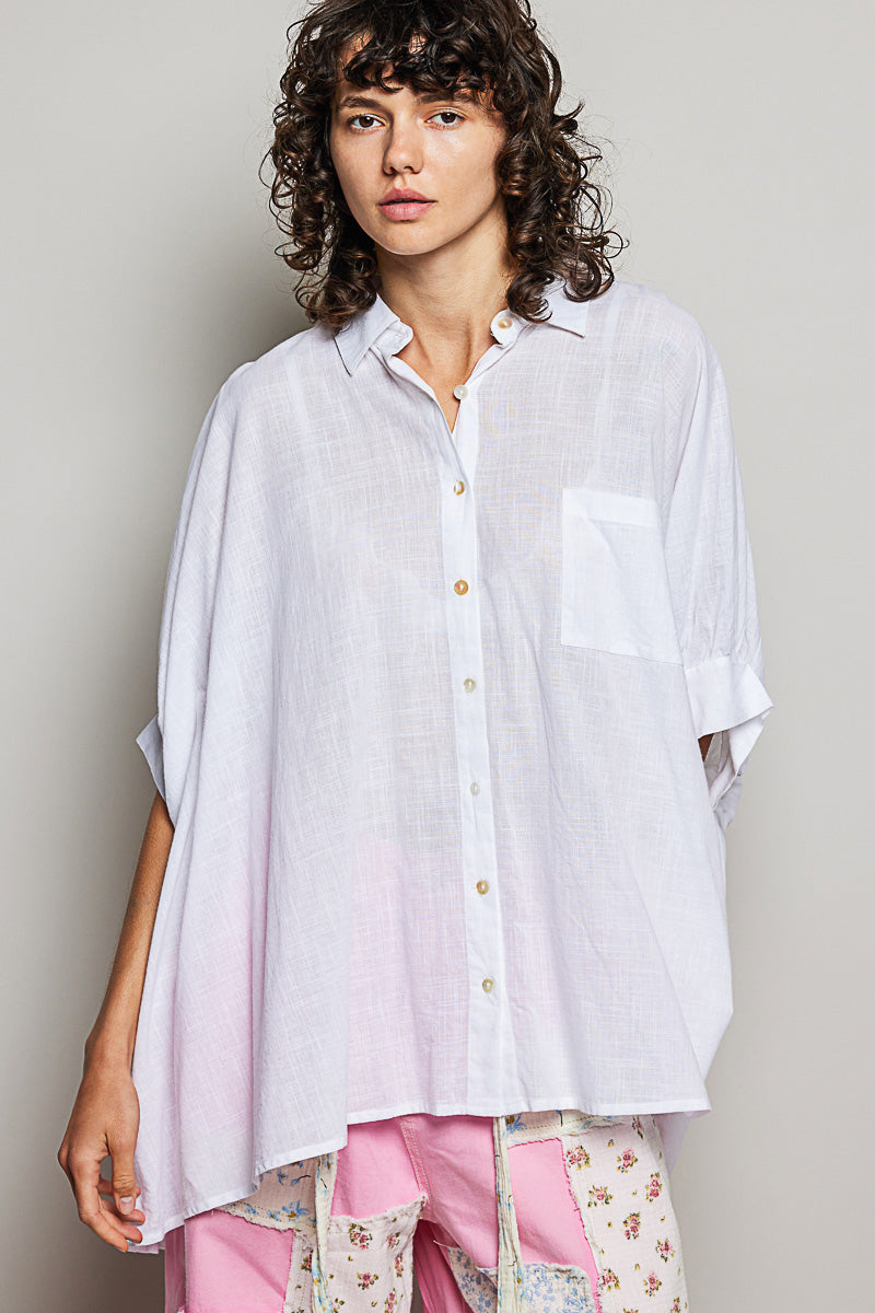 Button Down Half Dolman Sleeve Shirt - Premium variable from Tooksie - Just $43.99! Shop now at Tooksie