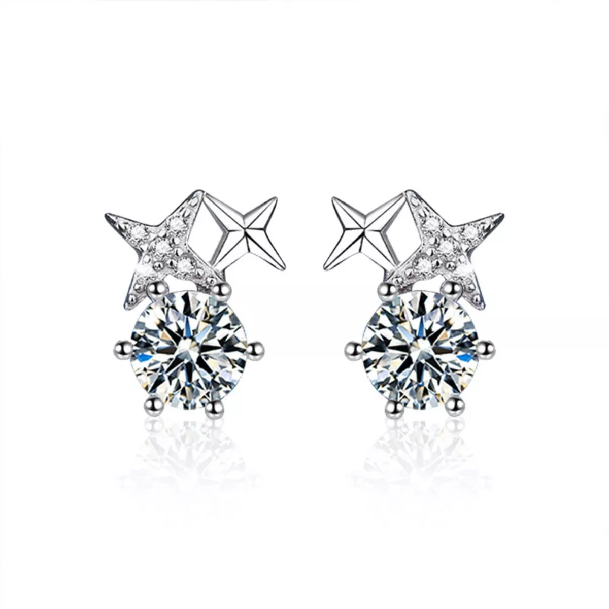 Sterling Silver Moissanite Stud Earrings - Premium simple from Tooksie - Just $59.99! Shop now at Tooksie