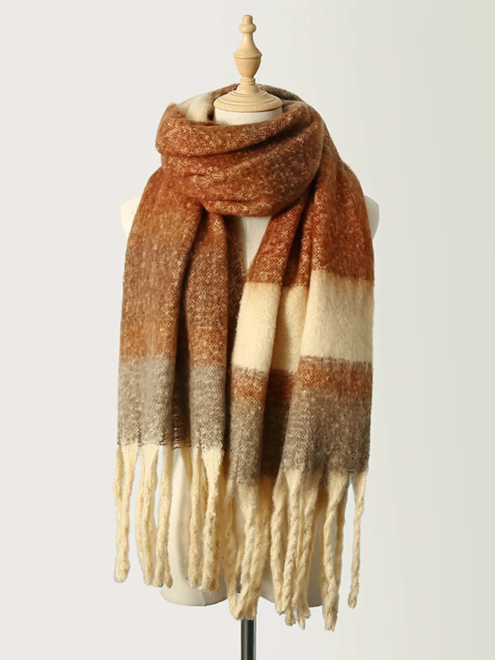 Fringe Color Block Scarf - Premium variable from Tooksie - Just $19.99! Shop now at Tooksie
