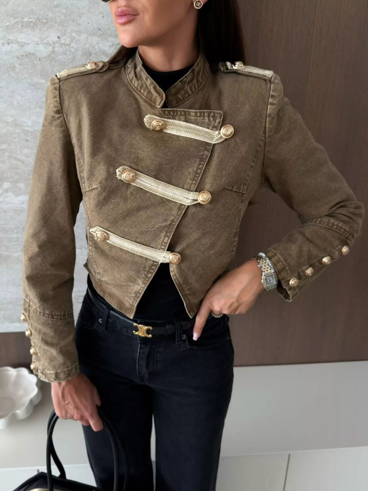Military Style Cropped Jacket - Premium variable from Tooksie - Just $71.99! Shop now at Tooksie