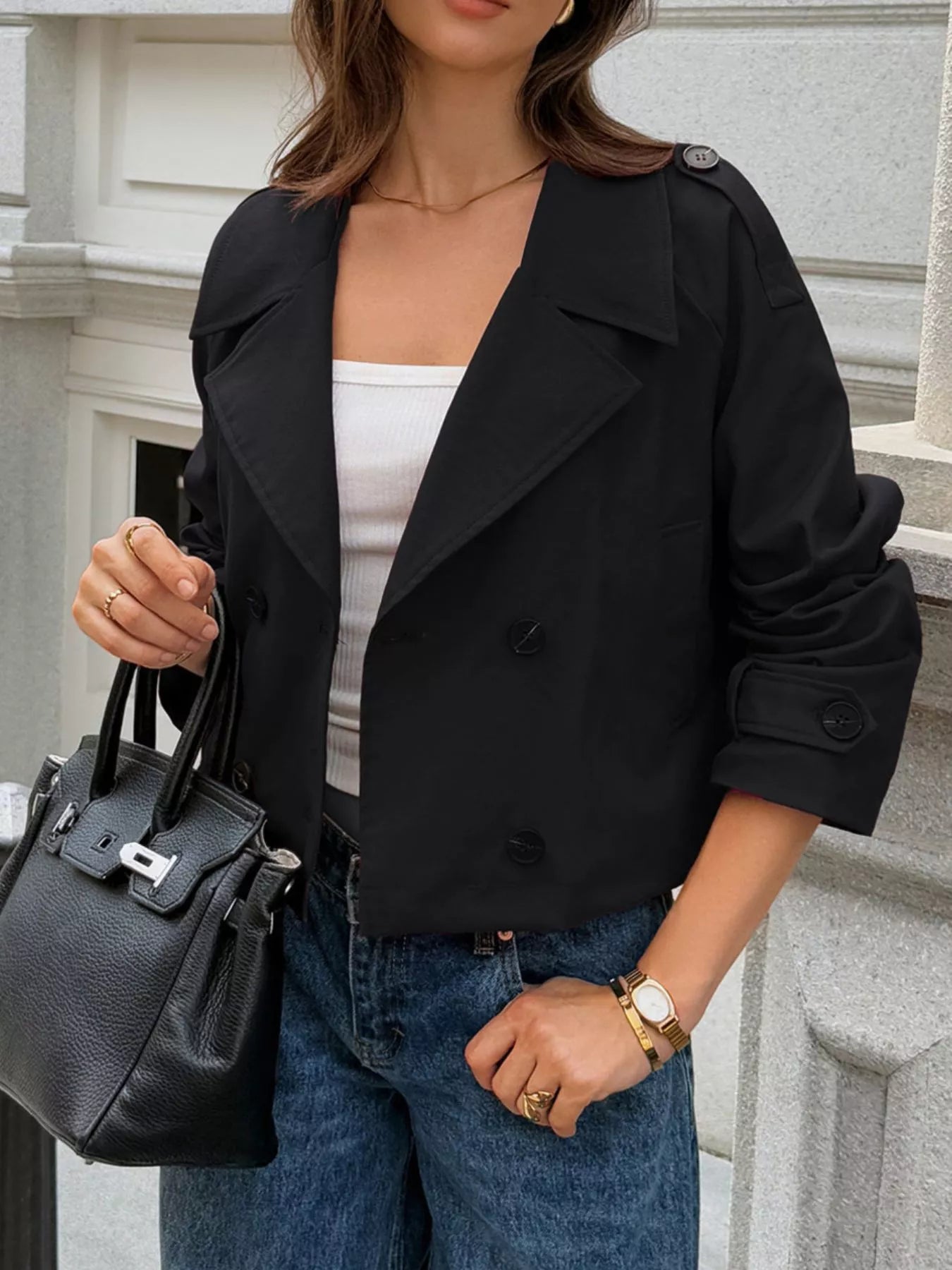 Cropped Trench Coat - Premium variable from Tooksie - Just $88.99! Shop now at Tooksie