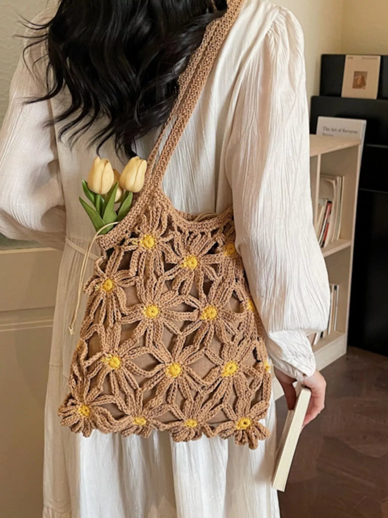 Crochet Daisy Shoulder Bag - Premium simple from Tooksie - Just $38.99! Shop now at Tooksie