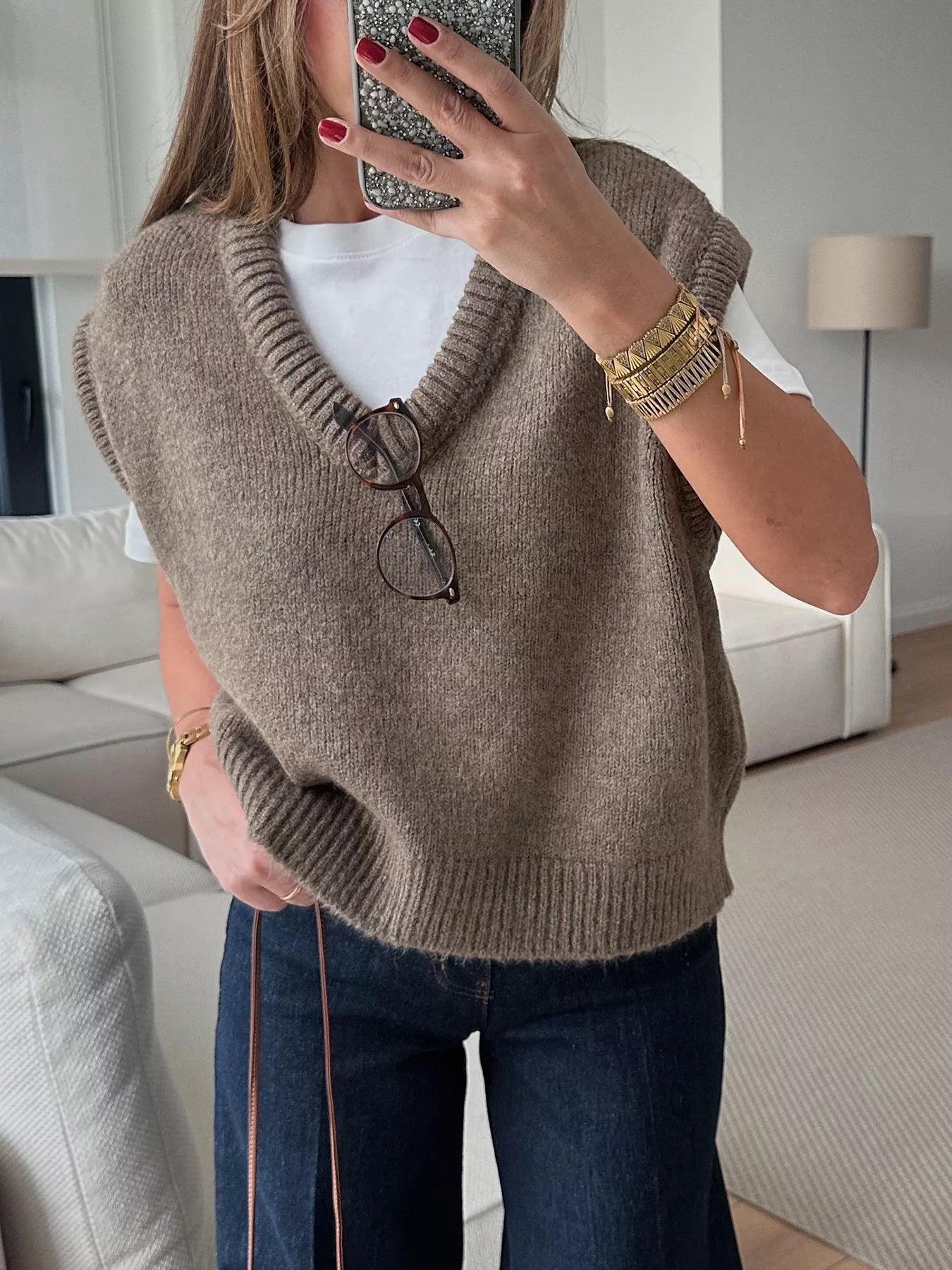 Ribbed Hem V-Neck Sweater Vest - Premium variable from Tooksie - Just $28.99! Shop now at Tooksie