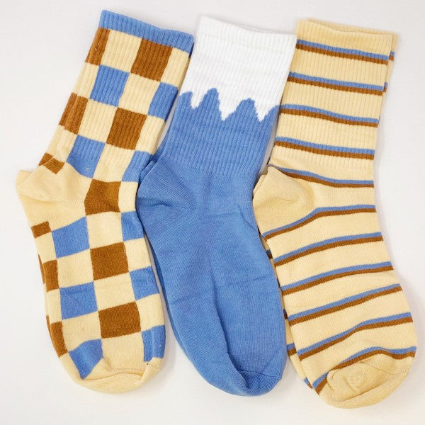 Pattern Trio Socks Set - Premium  from Tooksie - Just $11.99! Shop now at Tooksie