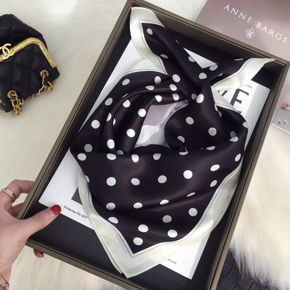 Polka Dot Silk Scarf - Premium variable from Tooksie - Just $21.99! Shop now at Tooksie