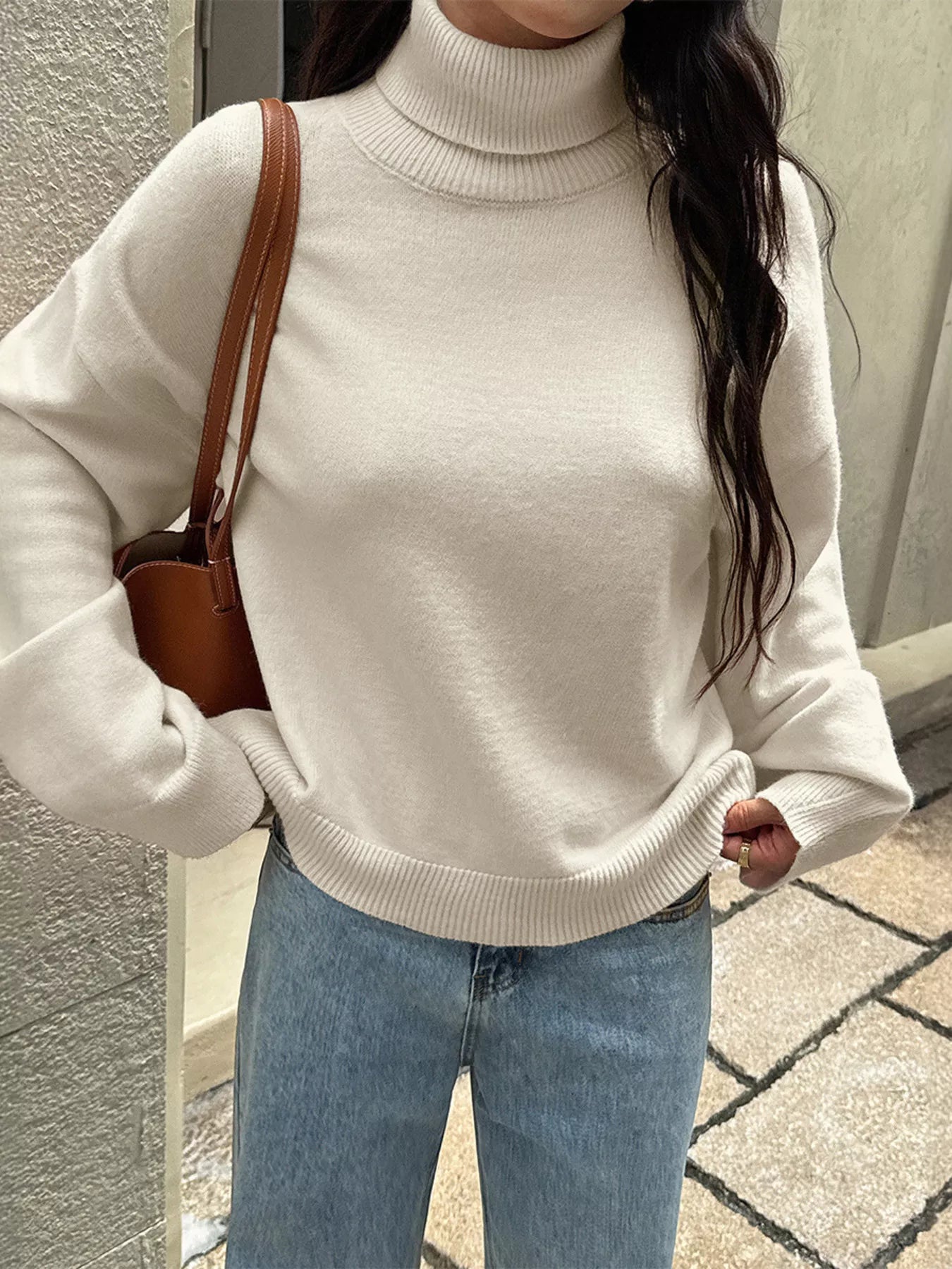 Turtleneck Long Sleeve Sweater - Premium variable from Tooksie - Just $50.99! Shop now at Tooksie