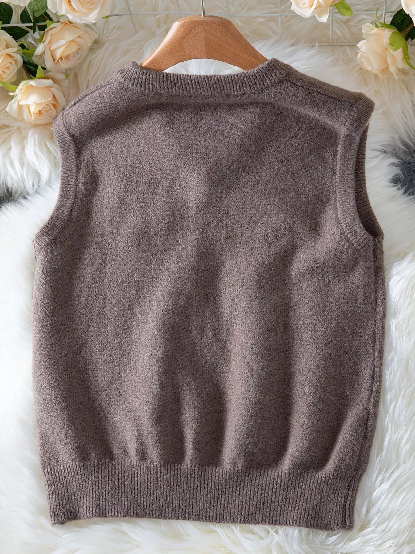 Ribbed Hem V-Neck Sweater Vest - Premium variable from Tooksie - Just $28.99! Shop now at Tooksie