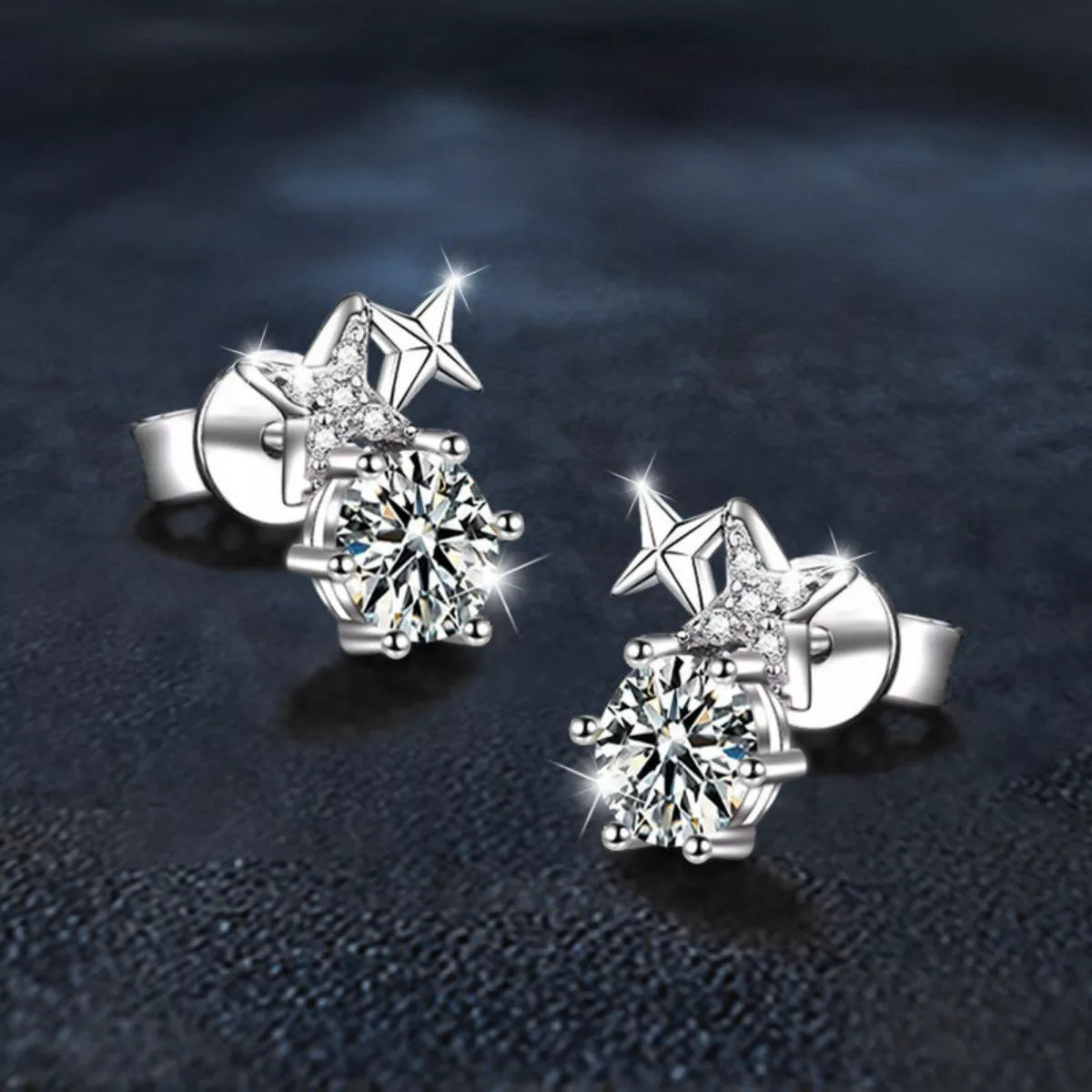 Sterling Silver Moissanite Stud Earrings - Premium simple from Tooksie - Just $59.99! Shop now at Tooksie