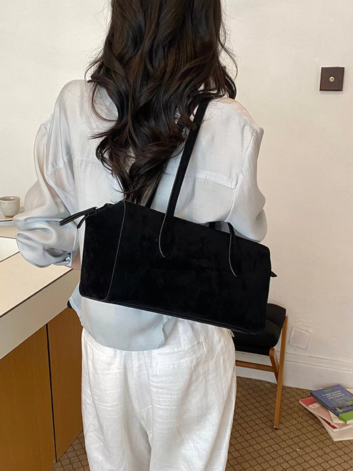 Suede Style Rectangular Shoulder Bag - Premium simple from Tooksie - Just $46.99! Shop now at Tooksie