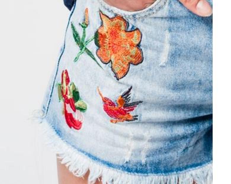 Embroidered Denim Shorts - Premium variable from Tooksie - Just $35.99! Shop now at Tooksie