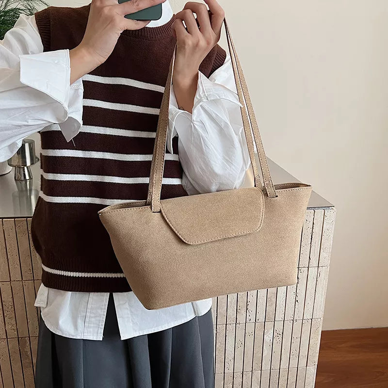 Suede Inspired Flap Decor Tote - Premium variable from Tooksie - Just $34.99! Shop now at Tooksie