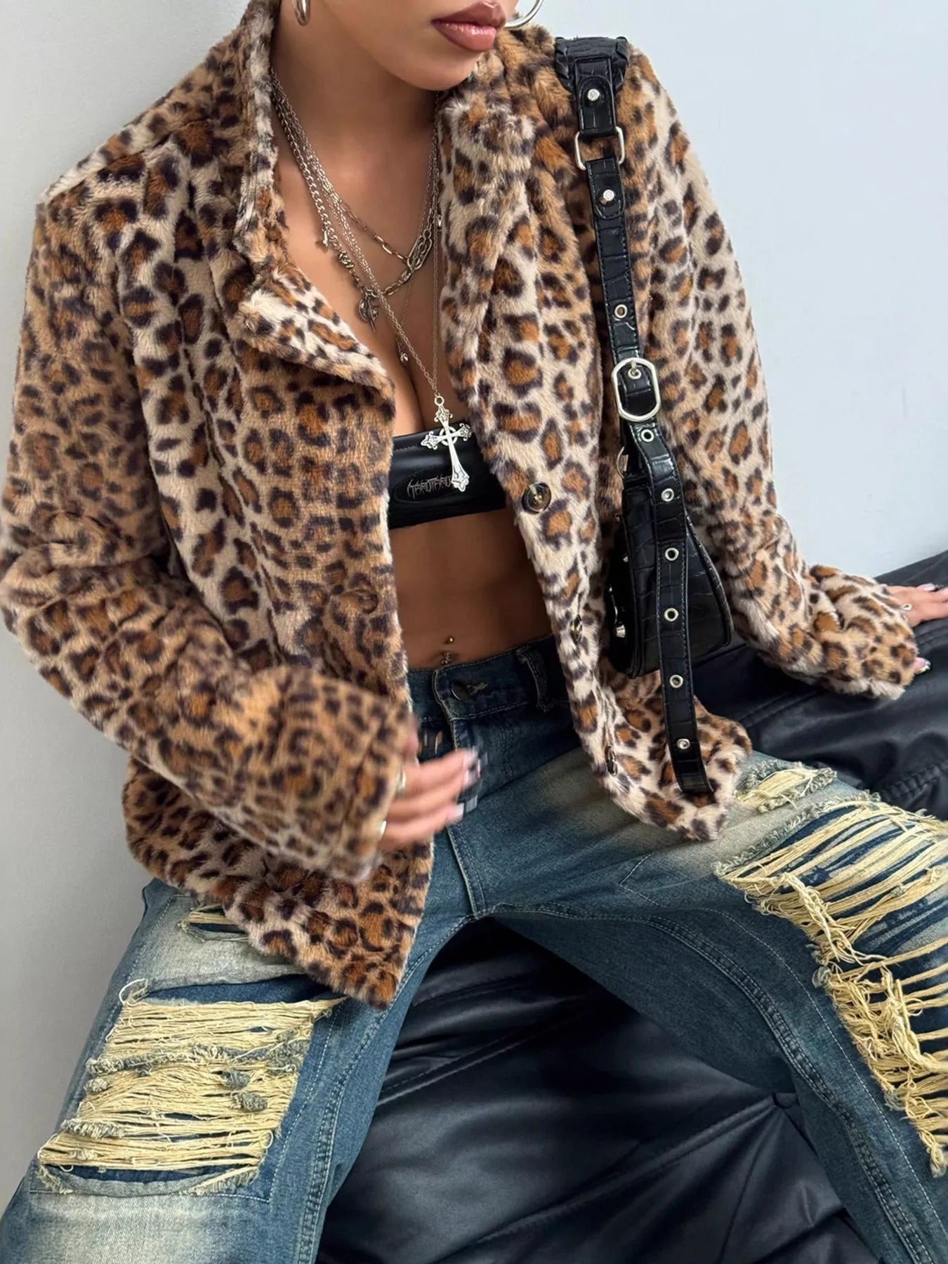 Leopard Print Faux Fur Jacket - Premium variable from Tooksie - Just $45.99! Shop now at Tooksie