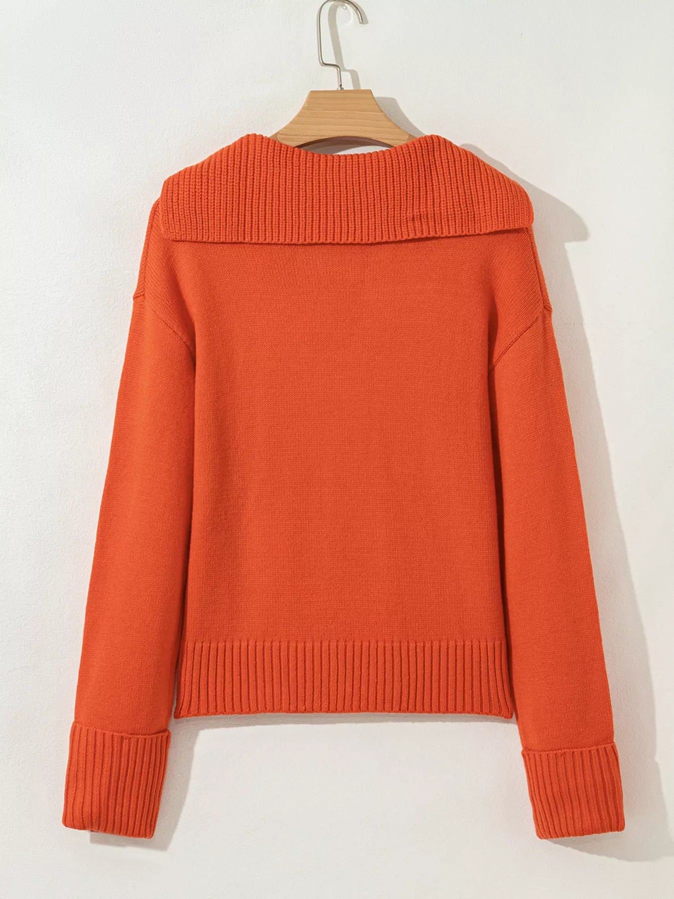 Collared V Neck Ribbed Edge Sweater - Premium variable from Tooksie - Just $44.99! Shop now at Tooksie