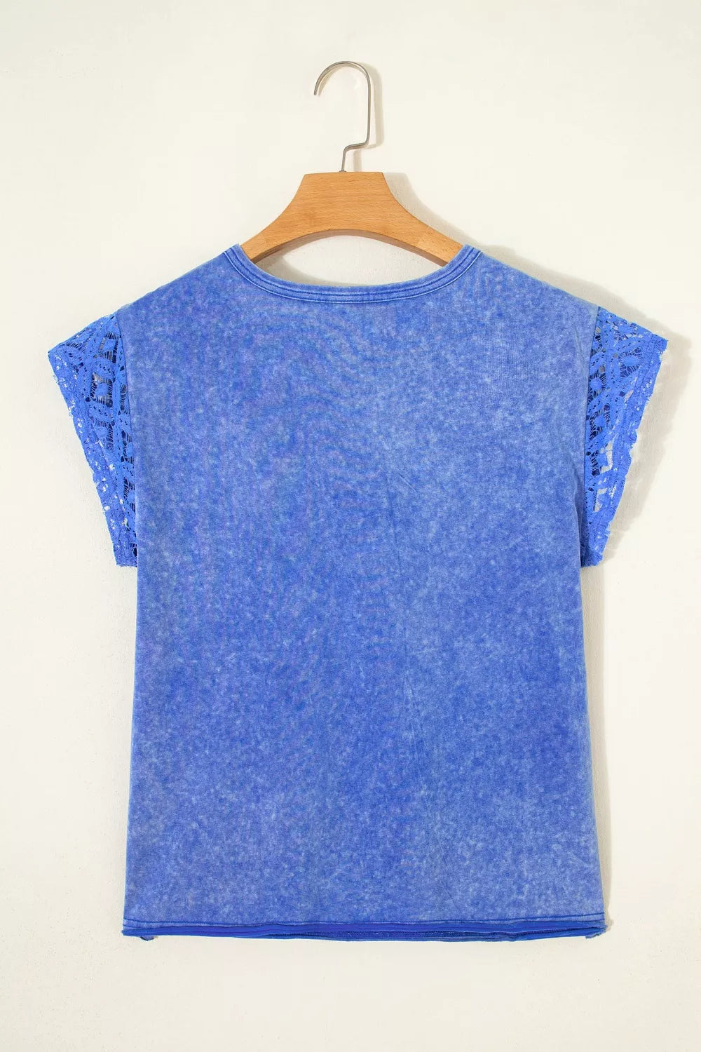 Mineral Wash Raw Seam Lace Sleeve Tee - Premium variable from Tooksie - Just $38.99! Shop now at Tooksie