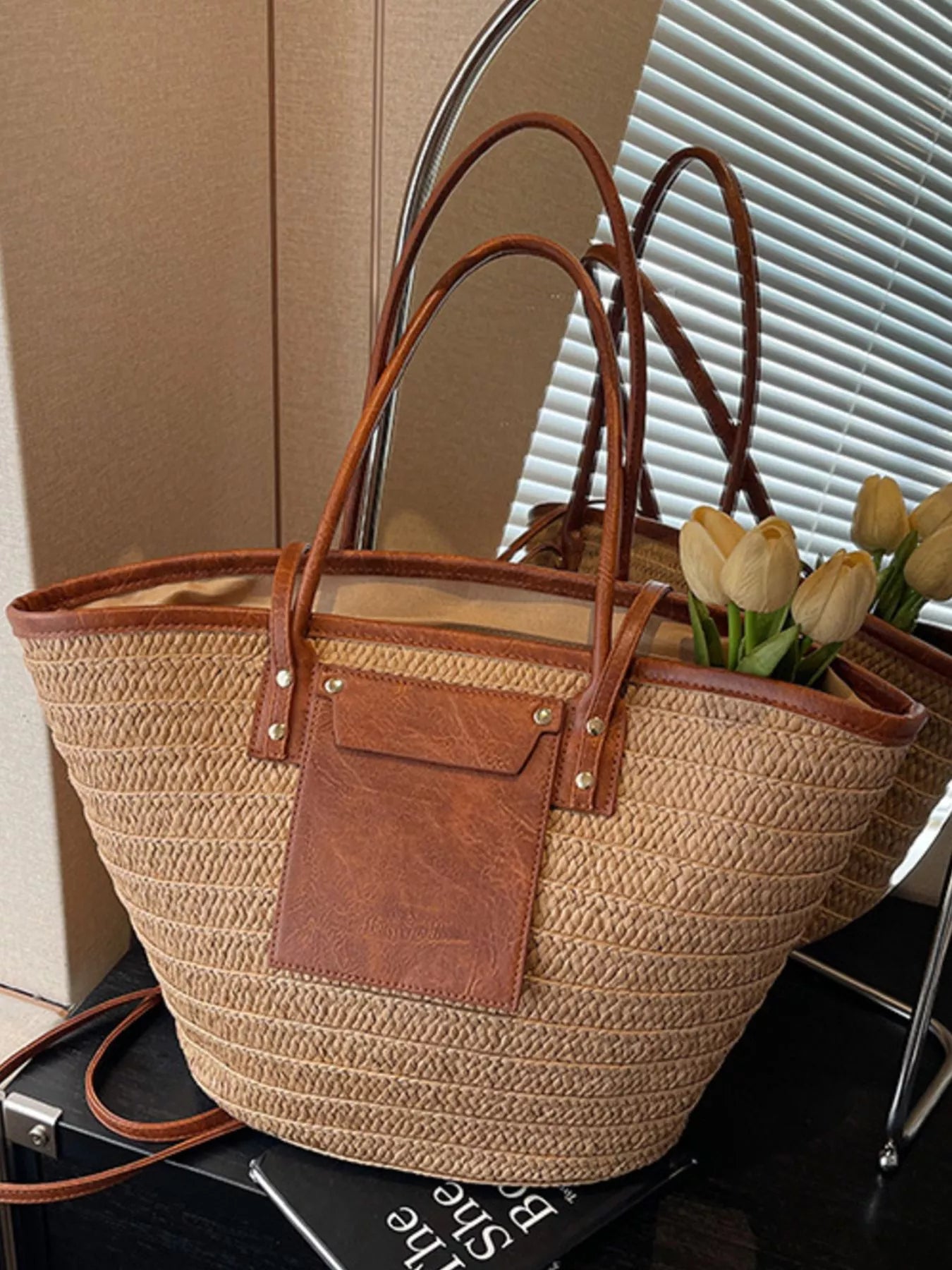 Straw Woven Shoulder Bag - Premium simple from Tooksie - Just $36.99! Shop now at Tooksie