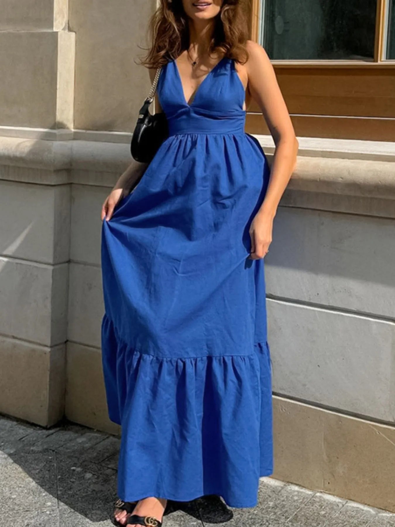 V-Neck Tiered Maxi Cami Dress - Premium variable from Tooksie - Just $45.99! Shop now at Tooksie