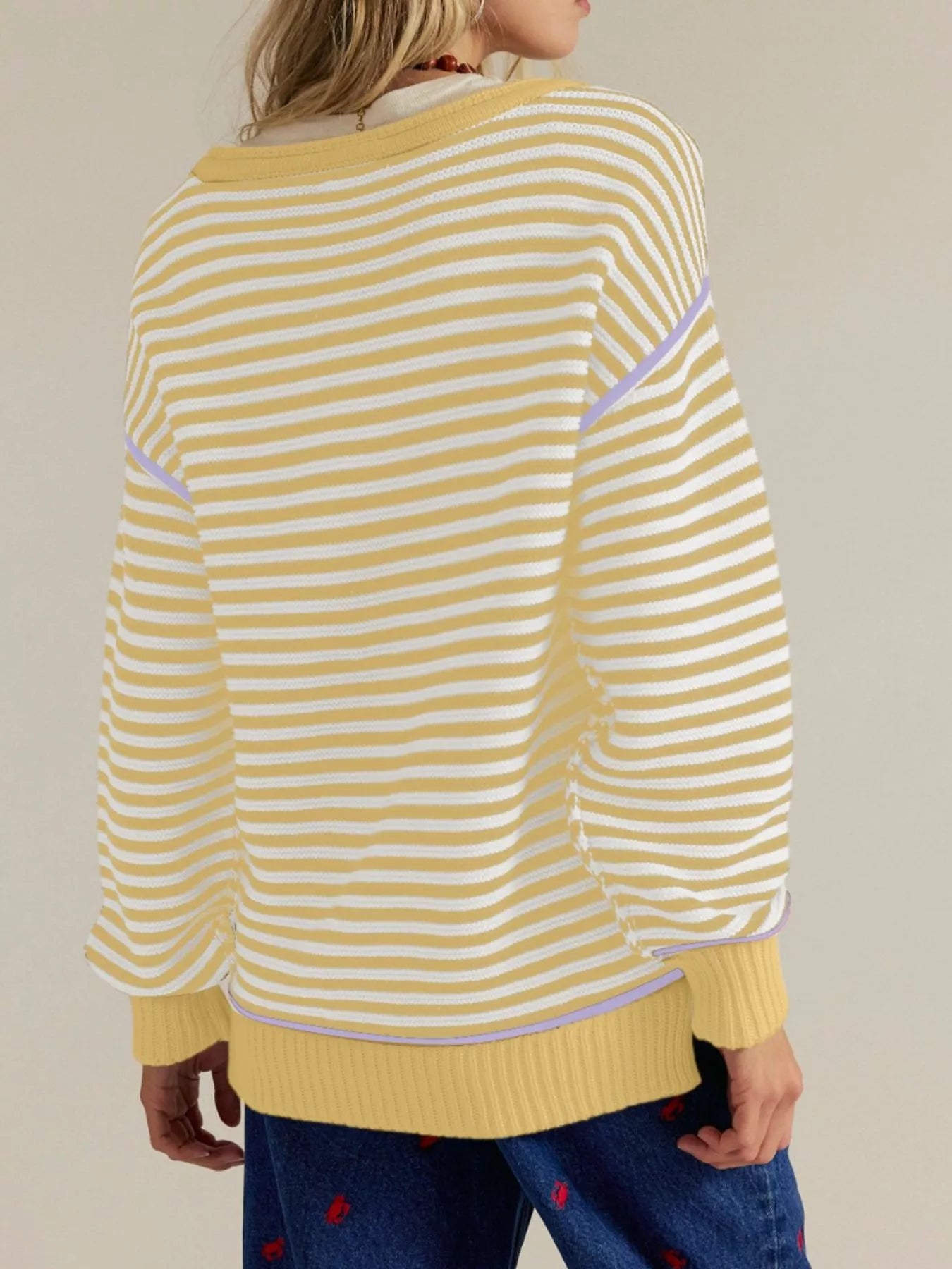Striped Crew Neck Sweater - Premium variable from Tooksie - Just $43.99! Shop now at Tooksie