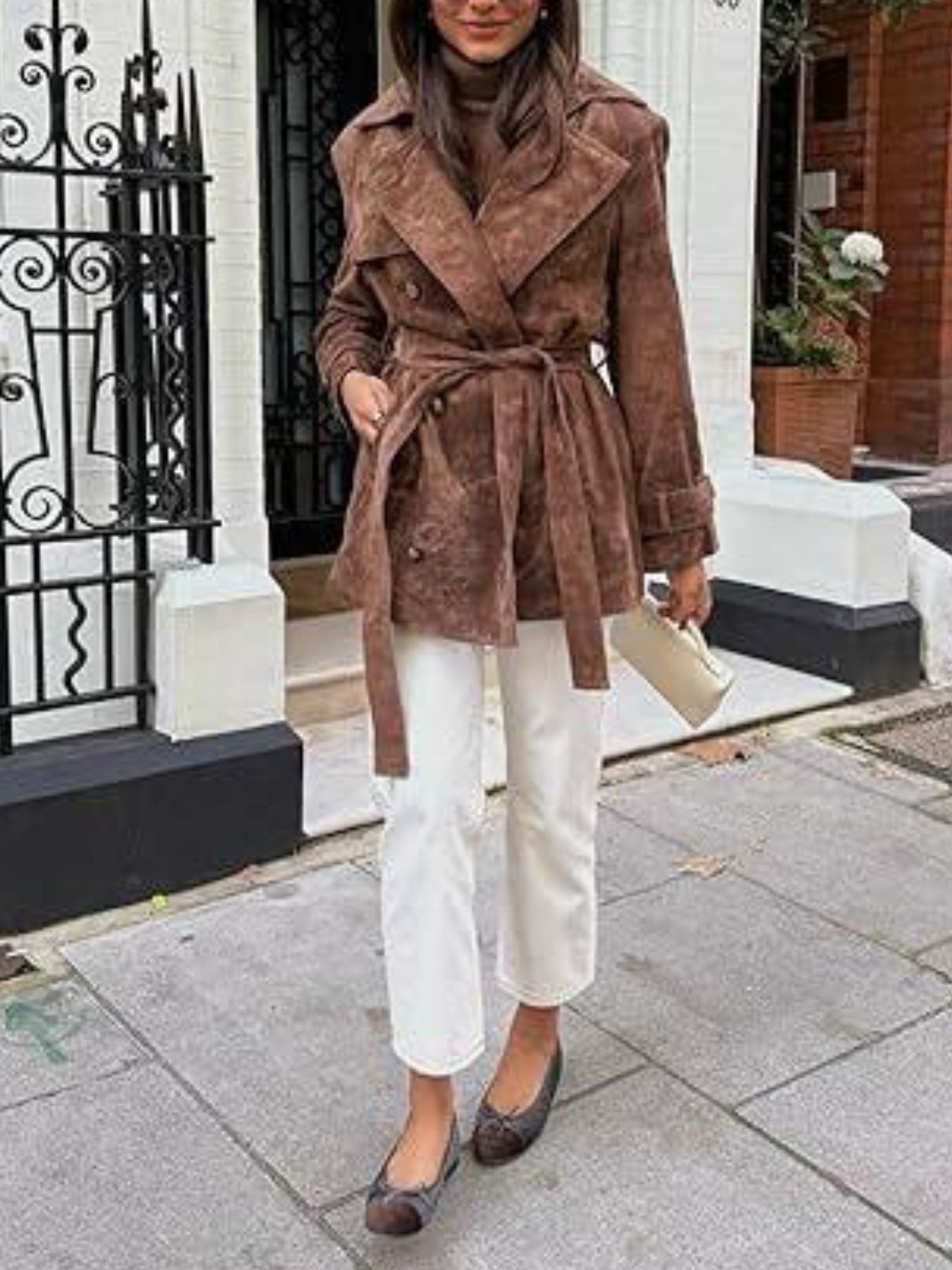 Double Breasted Faux Suede Trench Coat - Premium variable from Tooksie - Just $87.99! Shop now at Tooksie