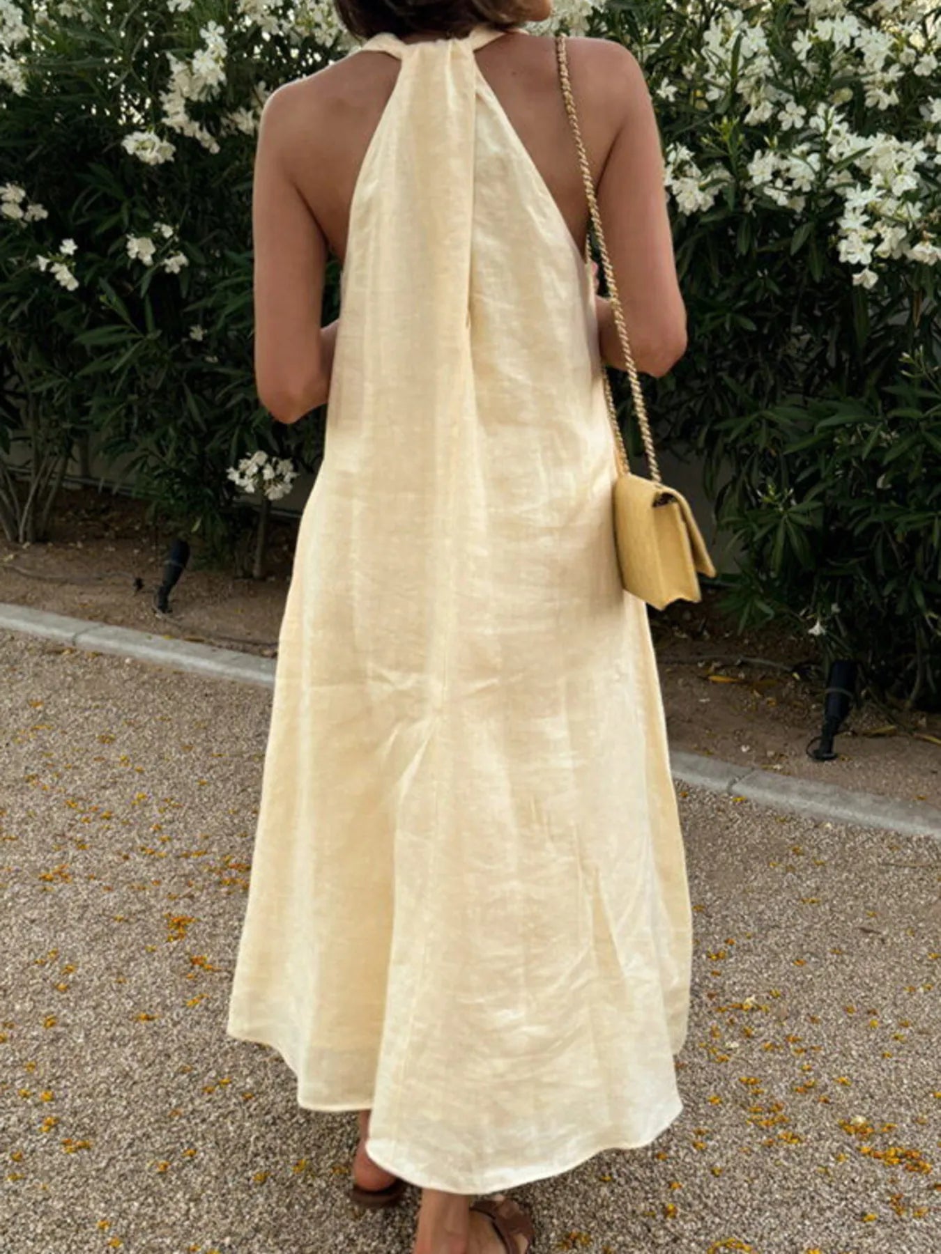 Halter V-Neck Midi Dress - Premium variable from Tooksie - Just $39.99! Shop now at Tooksie