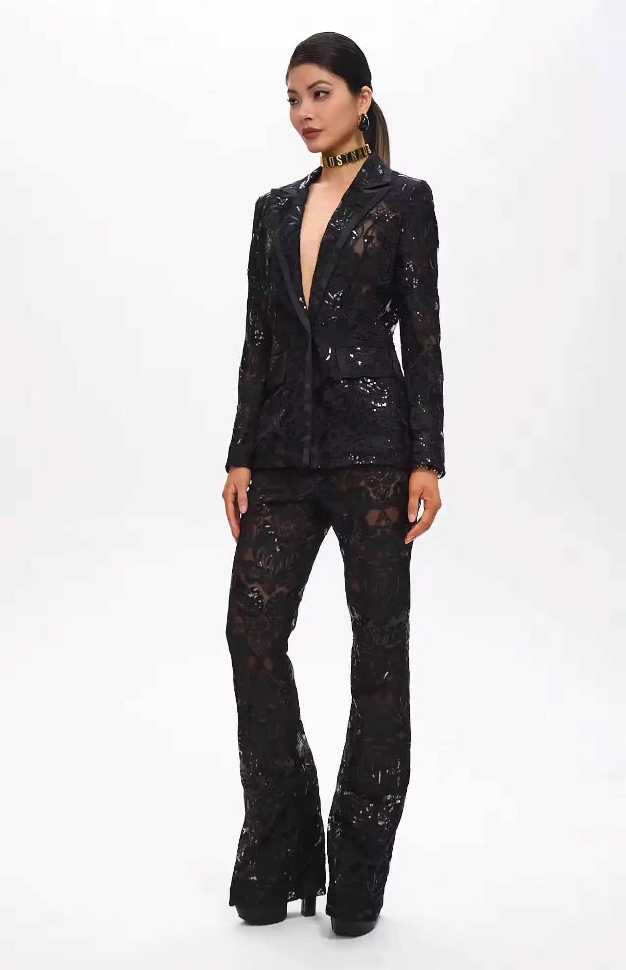 Floral Lace Sequin Blazer Set - Premium variable from Tooksie - Just $128.99! Shop now at Tooksie