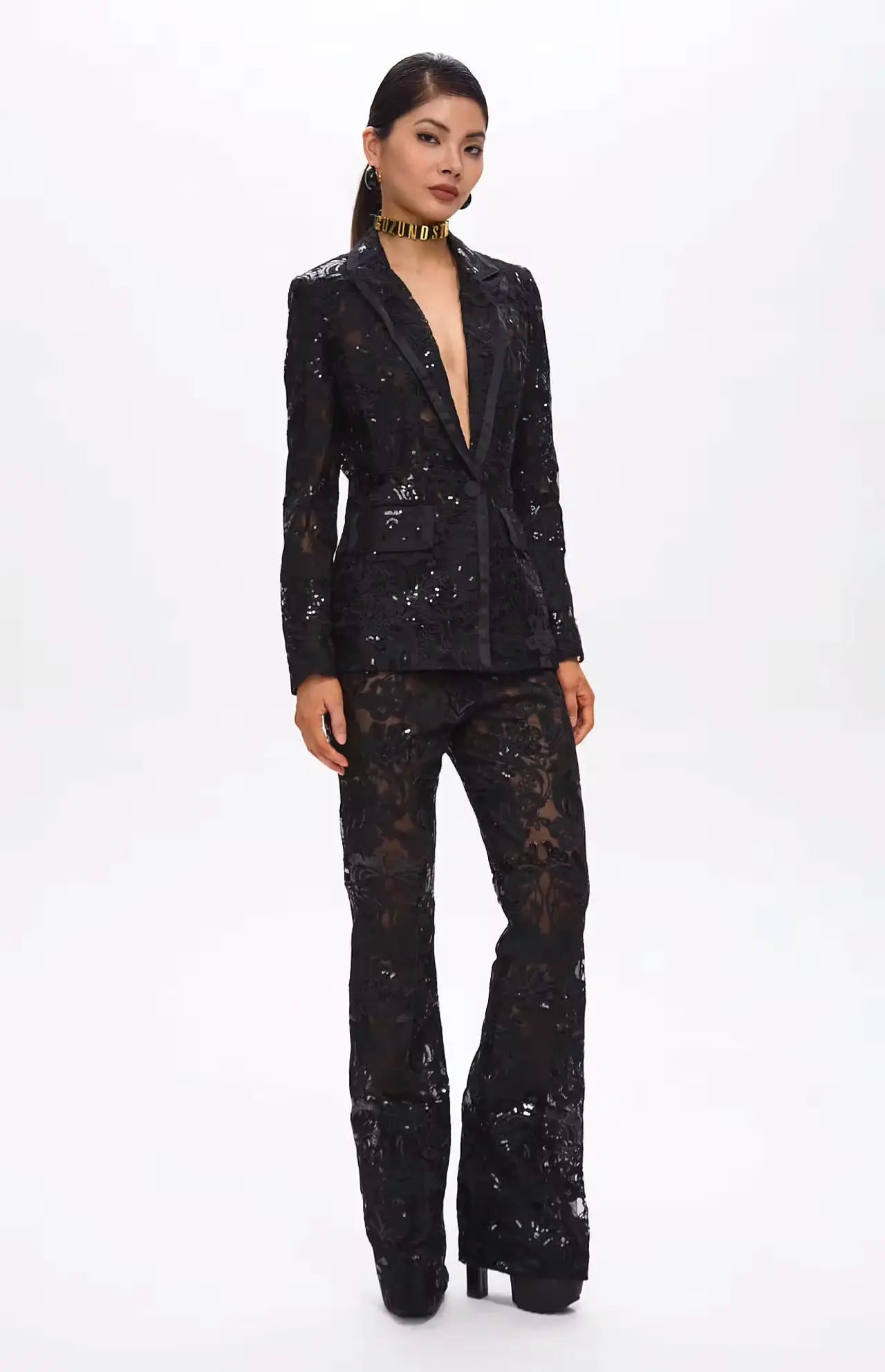 Floral Lace Sequin Blazer Set - Premium variable from Tooksie - Just $128.99! Shop now at Tooksie