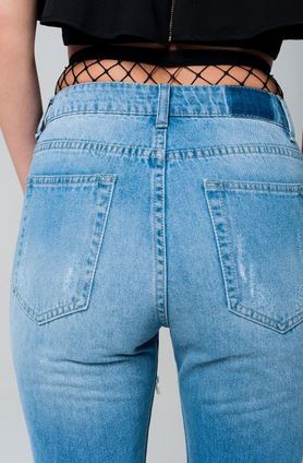 Light Washed Ripped High Waisted Jeans - Premium variable from Tooksie - Just $45.99! Shop now at Tooksie