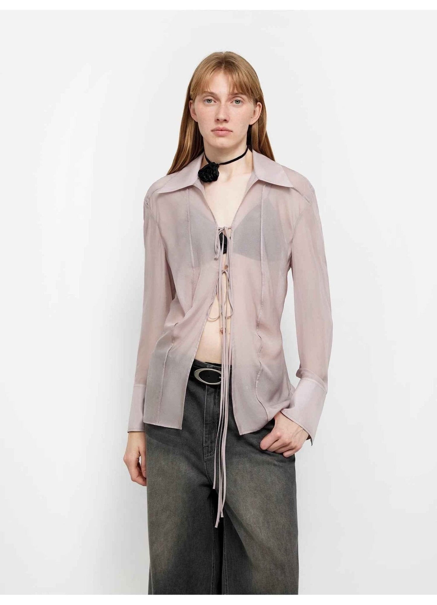 Silk Chiffon Long Sleeved Shirt - Premium variable from Tooksie - Just $69.99! Shop now at Tooksie