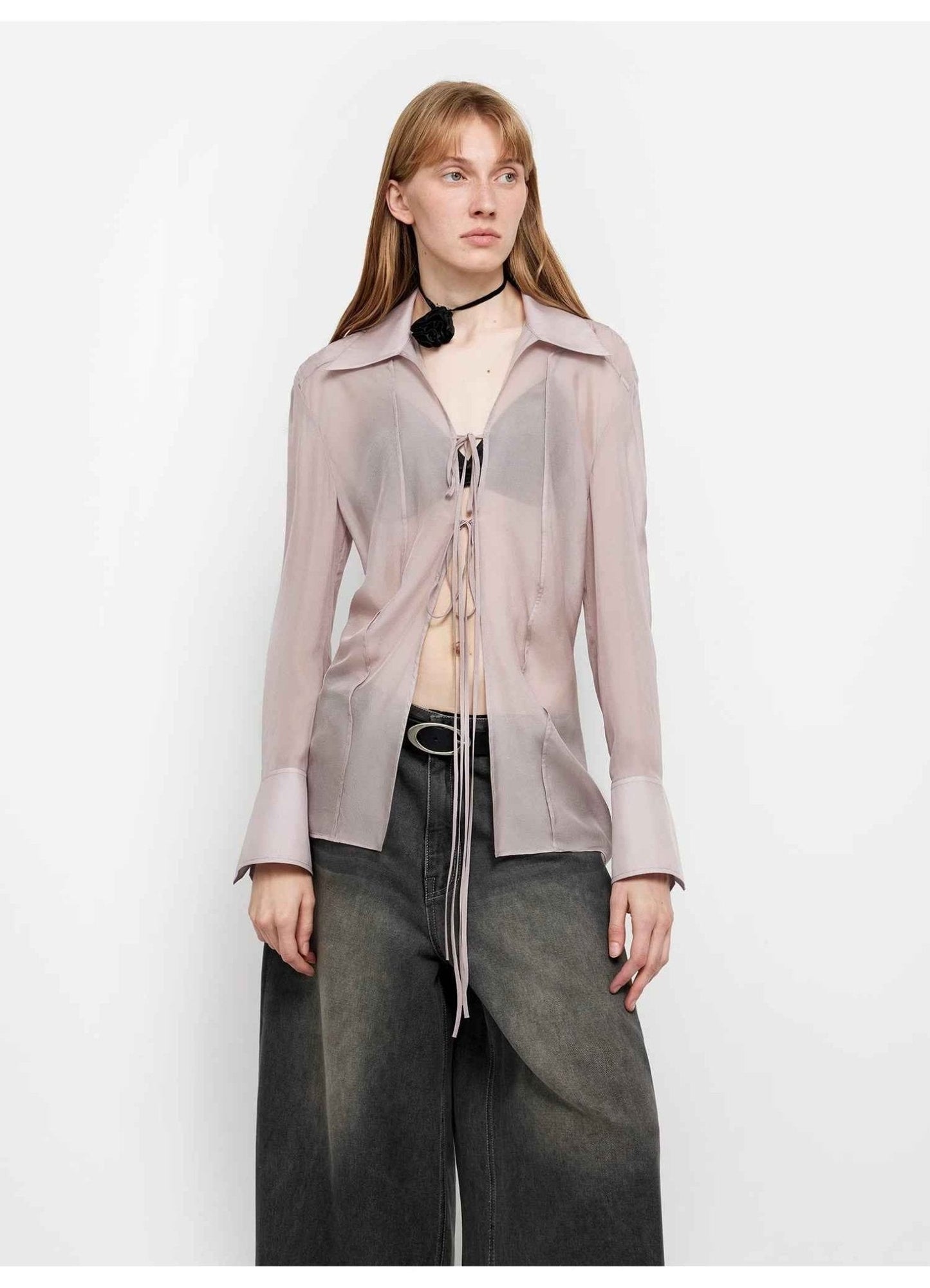 Silk Chiffon Long Sleeved Shirt - Premium variable from Tooksie - Just $69.99! Shop now at Tooksie