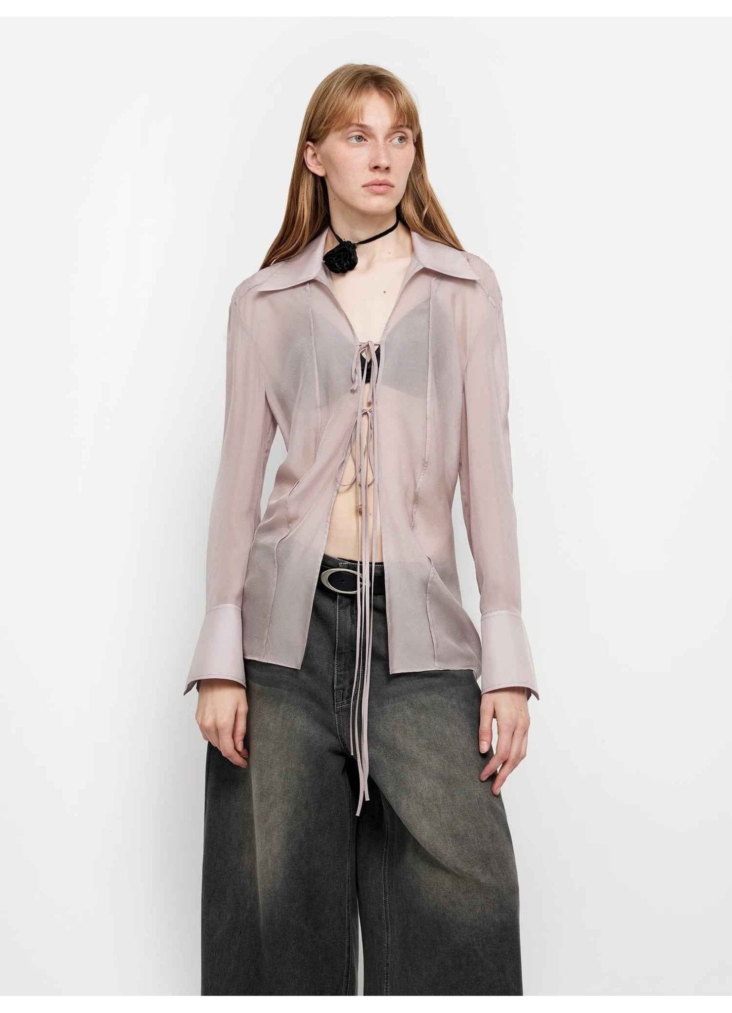 Silk Chiffon Long Sleeved Shirt - Premium variable from Tooksie - Just $69.99! Shop now at Tooksie