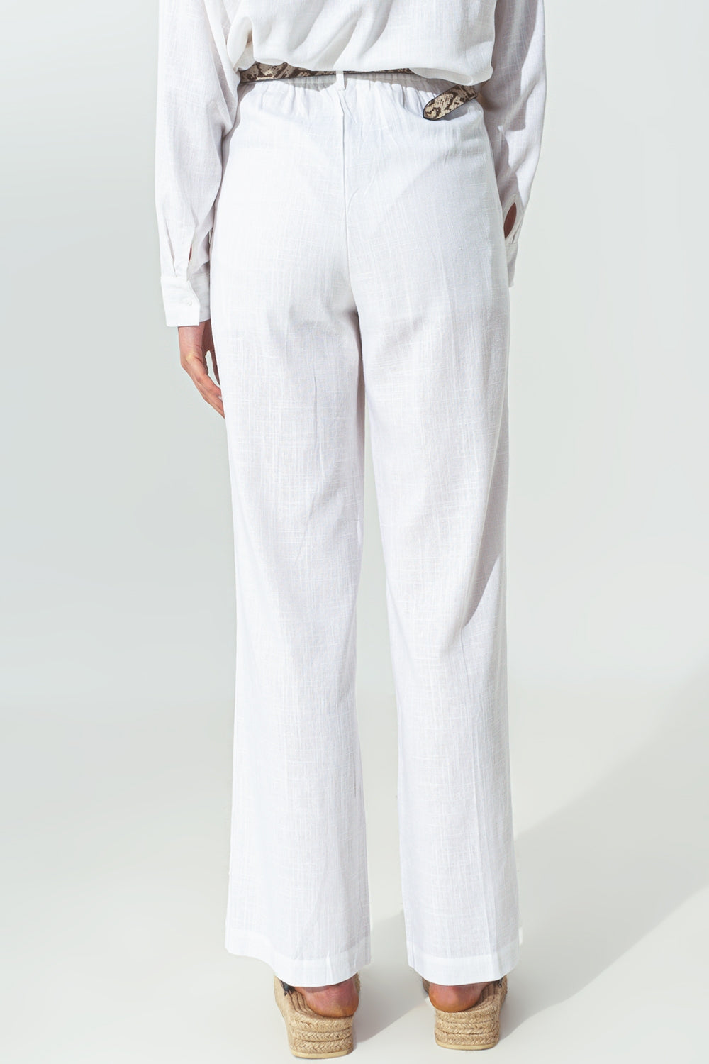 White Relaxed Wide-Leg Trousers
